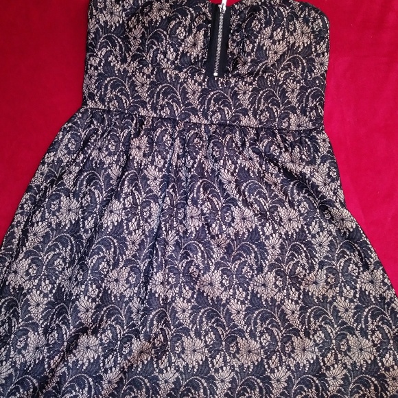 Black and beige lace short dress by 6 Degrees. - Picture 6 of 6